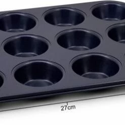 Zyliss 12er Muffinform Mit Antihaftbeschichtung 16 Zyliss 12er Muffinform Mit Antihaftbeschichtung -KitchenAid shop 220 E980200 12 Hole Muffin Pan Hero Angled Dimensions
