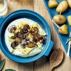 Emile Henry Cheese Baker In Calanque -KitchenAid shop EH 8417 Amb CheeseBaker CamembertMushroom Top H