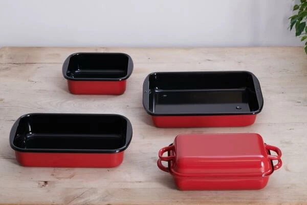 Riess Emaille Riess Bratpfanne Mit Deckel Aus Emaille In Rot 32 X 22 Cm – Bild 2