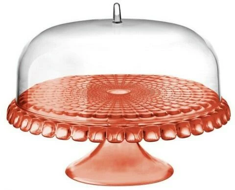 Guzzini Tortenplatte Tiffany Mit Fuß Und Haube In Coral 3 Guzzini Tortenplatte Tiffany Mit Fuß Und Haube In Coral